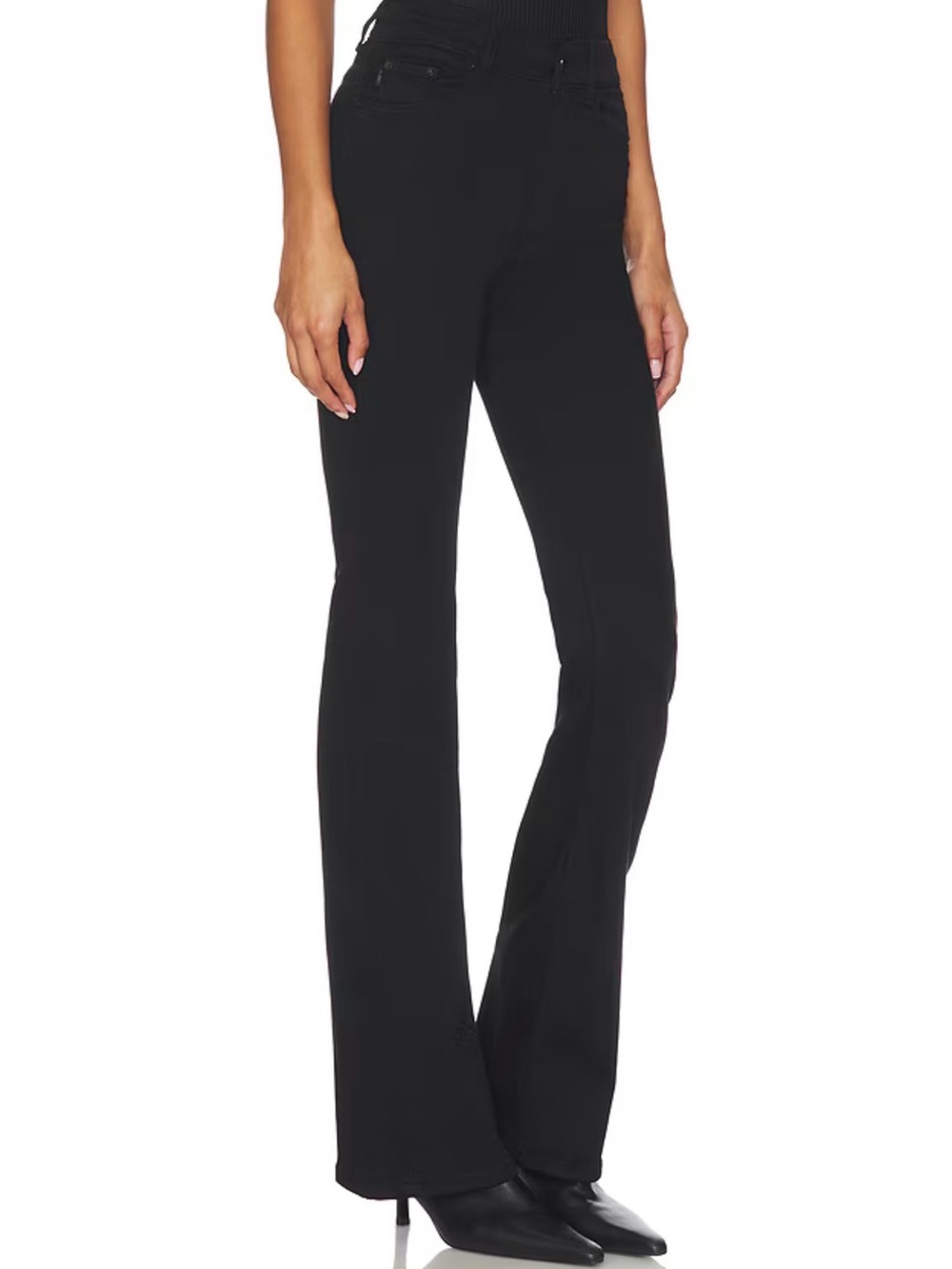 DL1961 Bridget Boot High-Rise Black Flare Raw Hem Jeans (27) - Picture 2 of 14